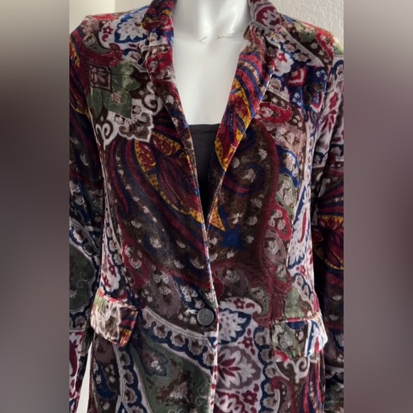 RARE! ZARA Blazer Velvet Paisley Silk Jacket Tops Shirts Suit Jacket Size M - Picture 5 of 7